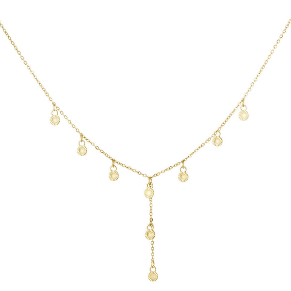 Long round charms necklace gold