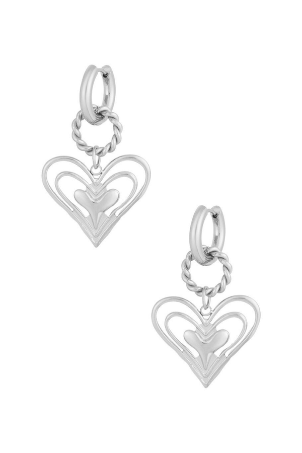 Loving hearts earrings silver