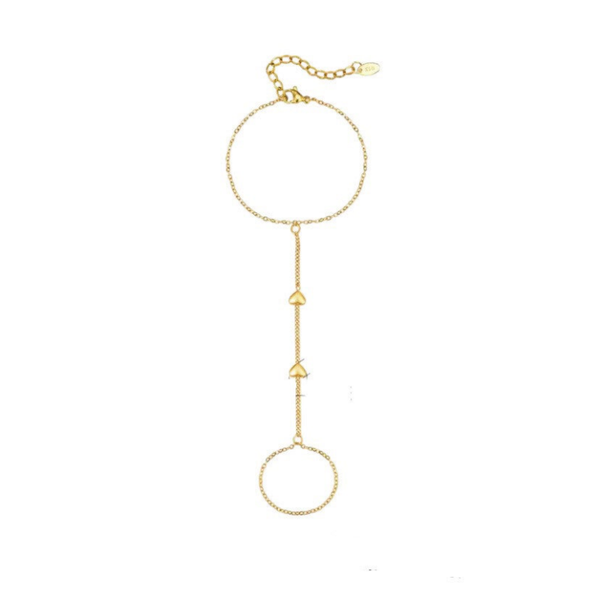 Double heart hand chain gold