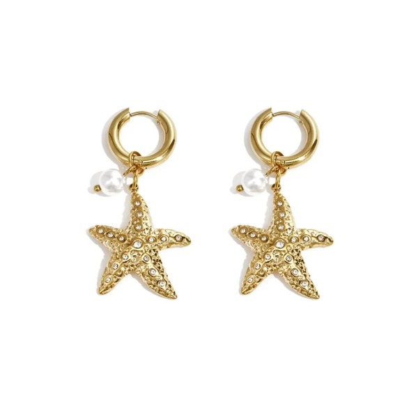 Starfish earrings gold