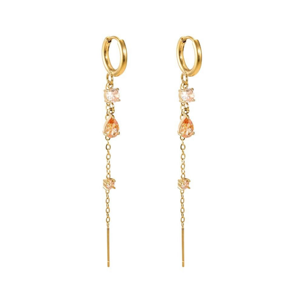 Brown zircon chain earrings