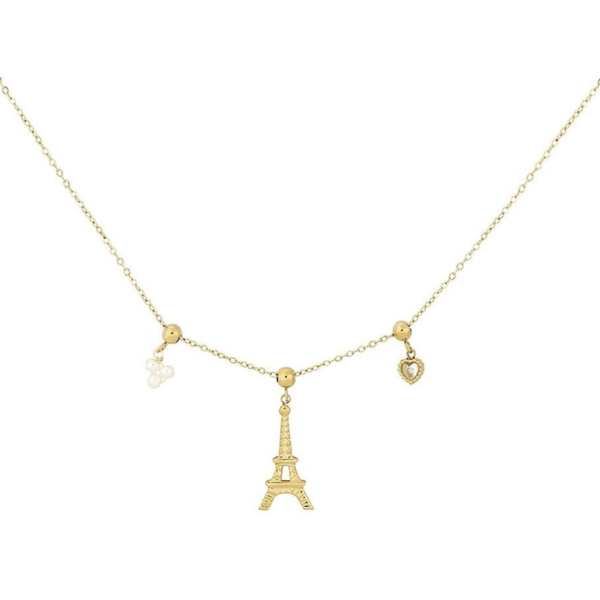 Eiffel tower necklace gold