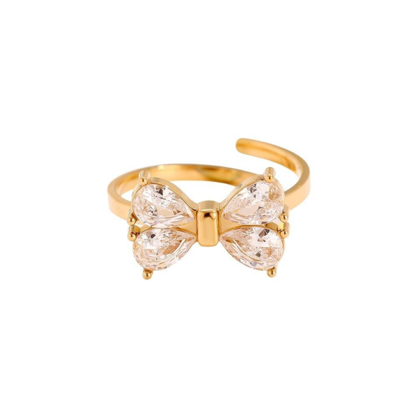 Fancy diamond bow tie ring gold