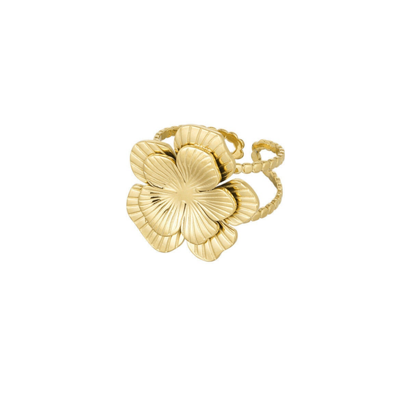 Double flower ring gold