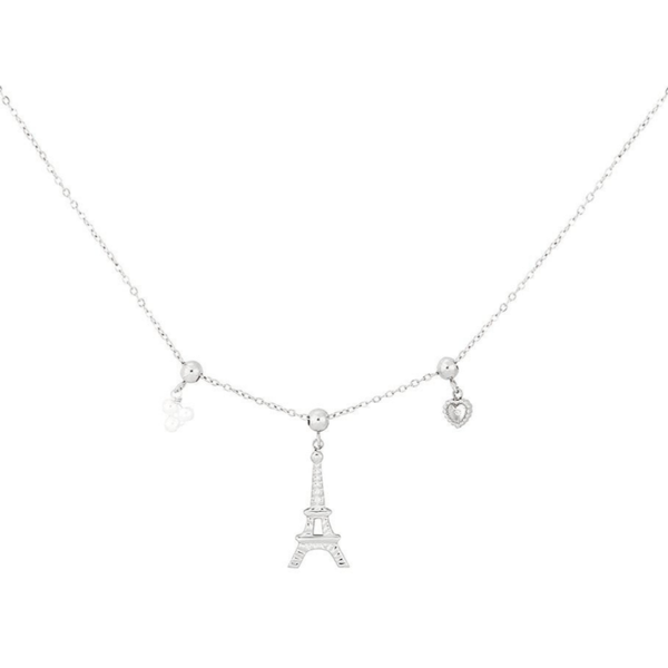 Eiffel tower necklace silver