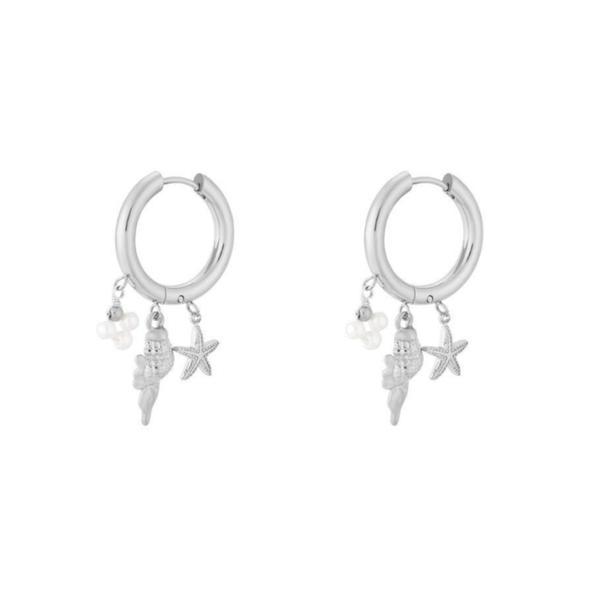 Sea life hoop earrings silver