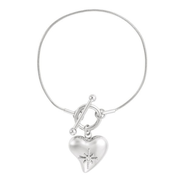 Shiny heart bracelet silver