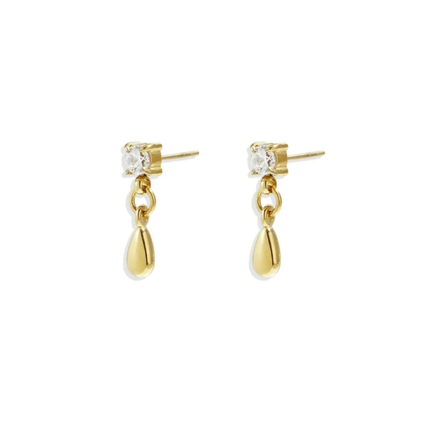 Hanging drop stud earrings gold