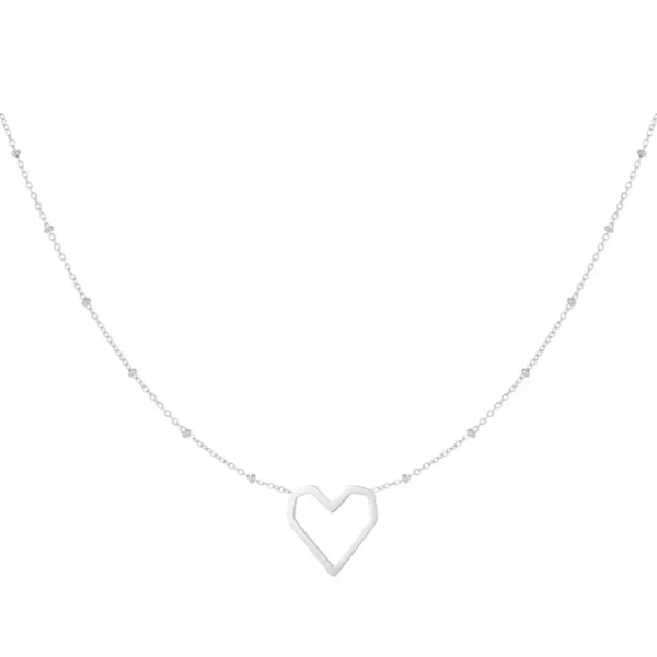 Heart & dots necklace silver