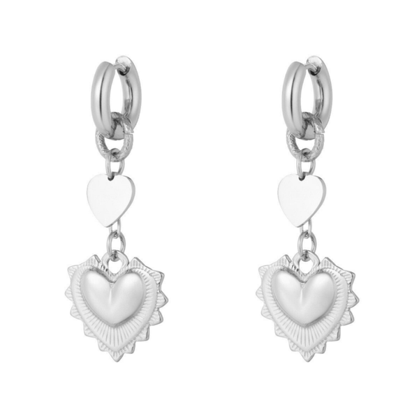 Glowing heart earrings silver