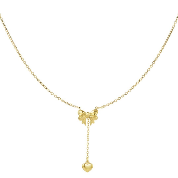 Bow heart necklace gold