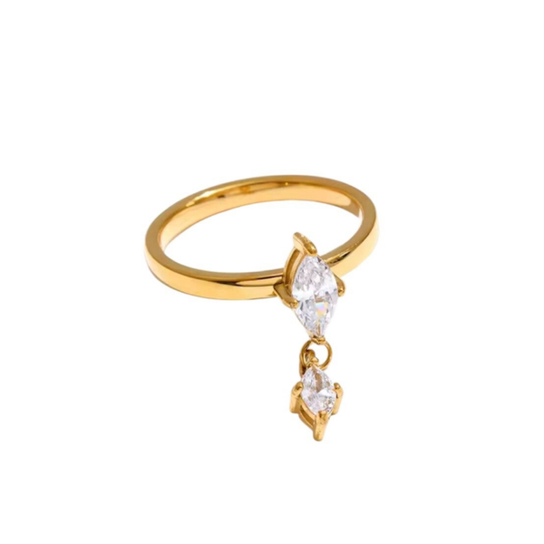 Zircon drop ring gold