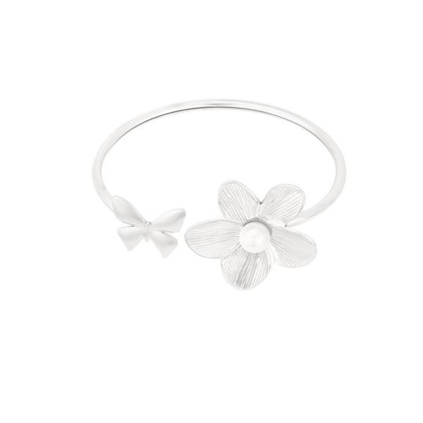 Butterfly & flower bracelet silver