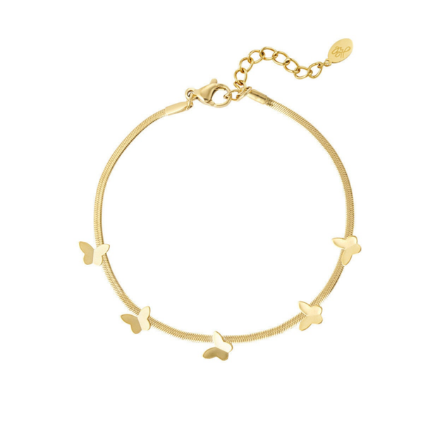 Flat snake butterfly bracelet gold