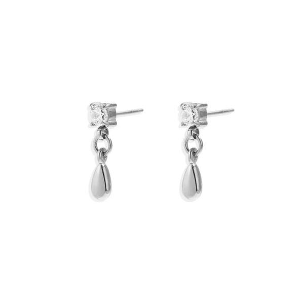 Hanging drop stud earrings silver