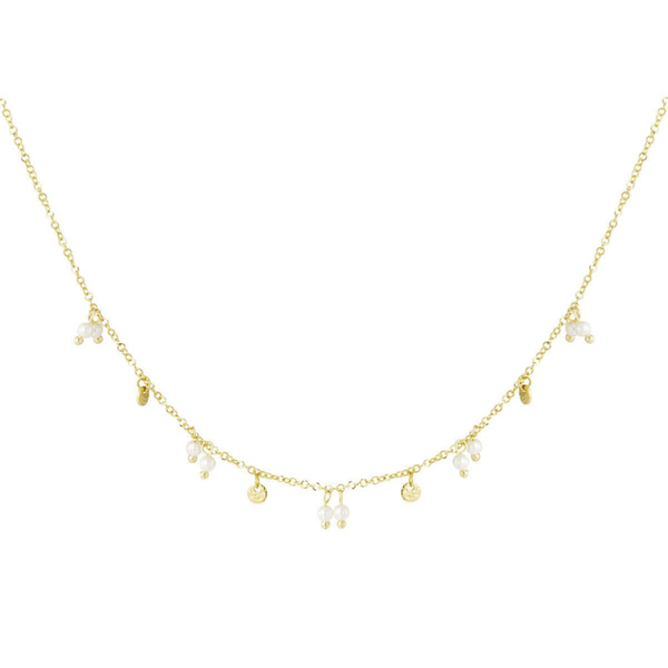 Pearls & coins necklace gold
