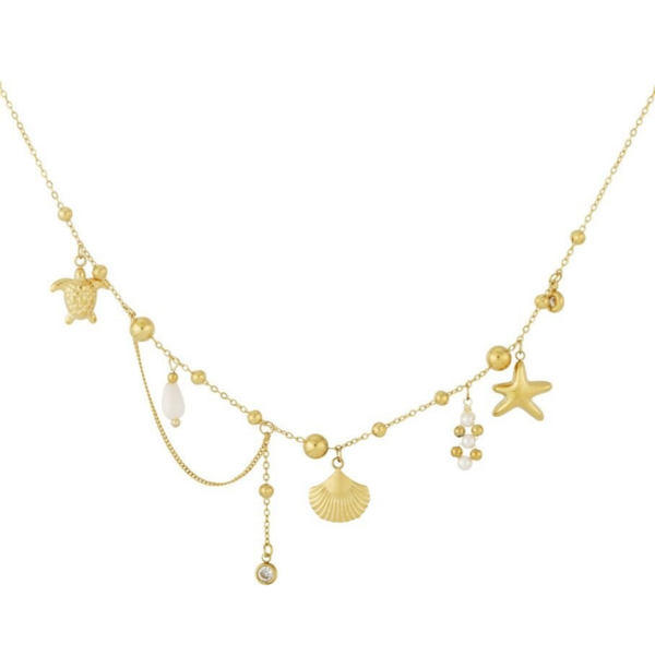 Sea life necklace gold