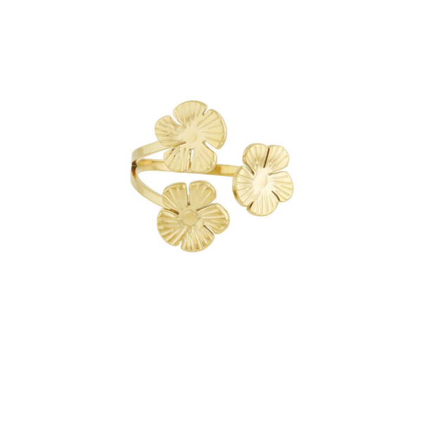 Floral trio ring gold