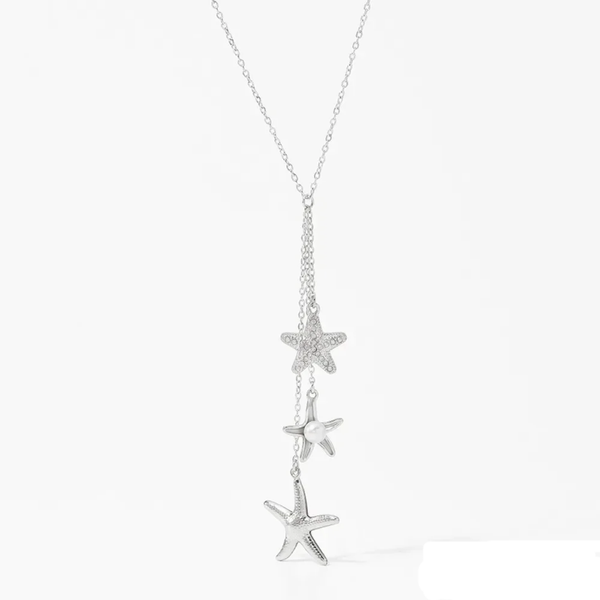 Starfish/pearl necklace silver