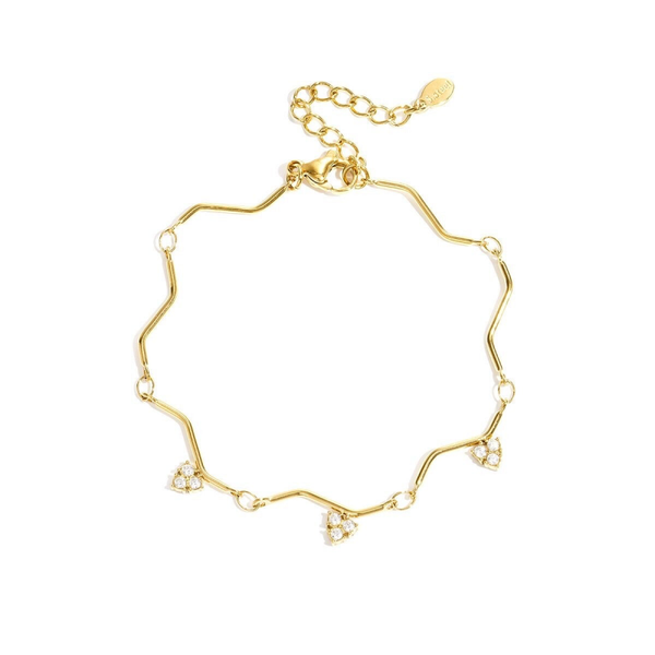 Wavy rhinestone bracelet gold