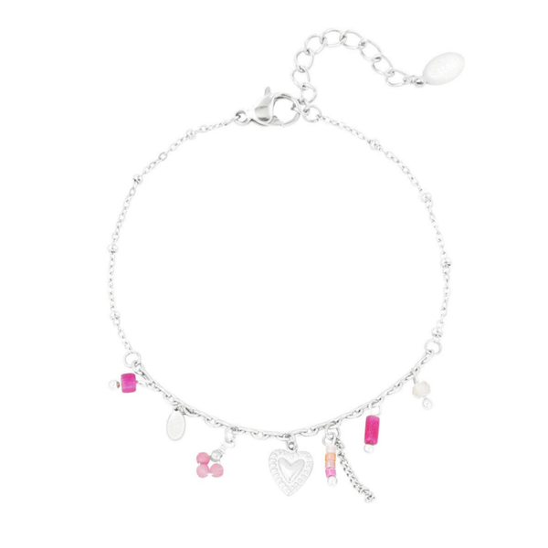 Pink party bracelet silver