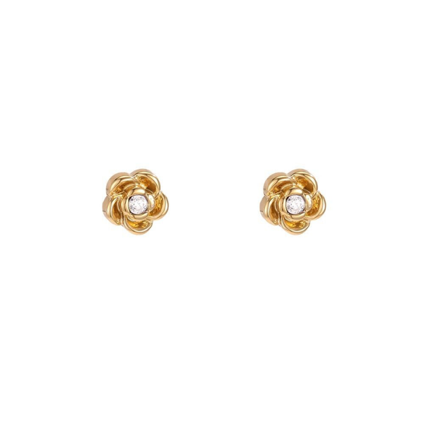 Tiny flower earrings gold