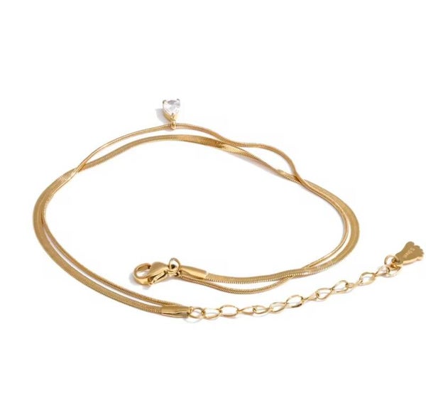 Diamond double anklet gold