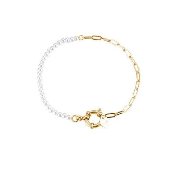pearl wheel bracelet gold