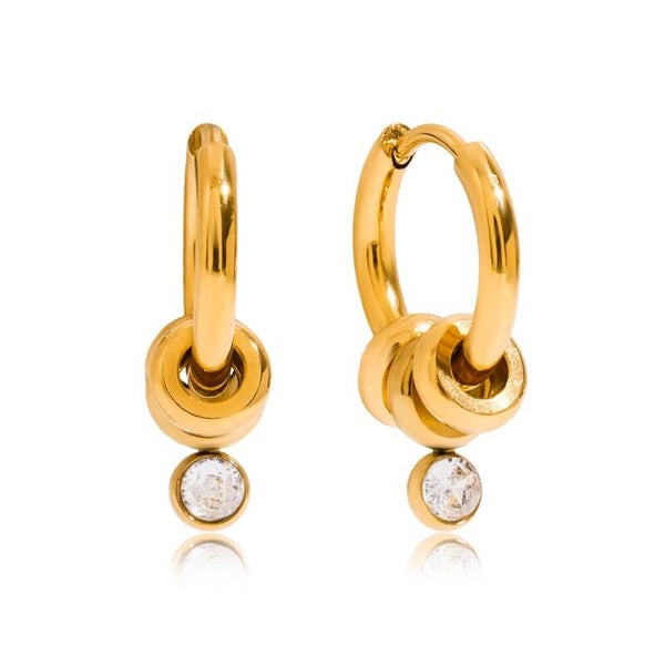 Diamond ring earrings gold