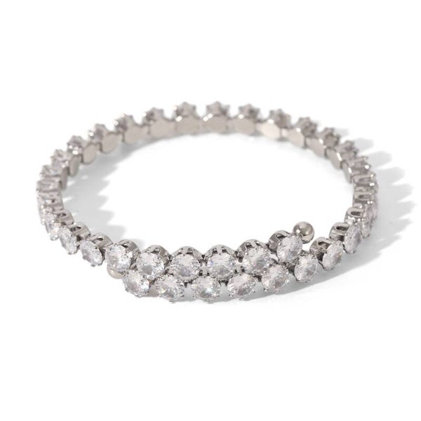Big double zircon bracelet silver
