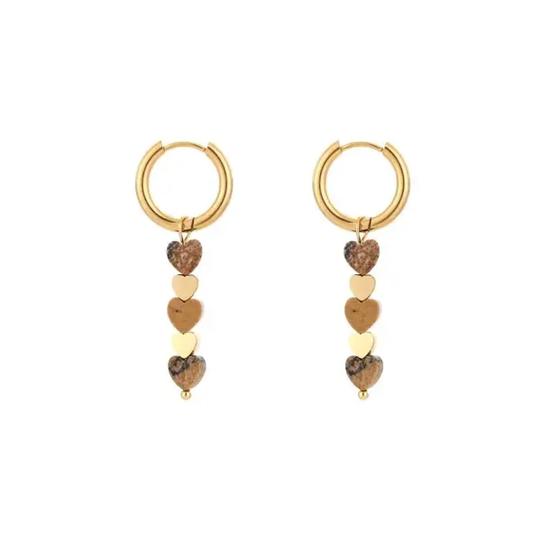 Beige heart earrings gold