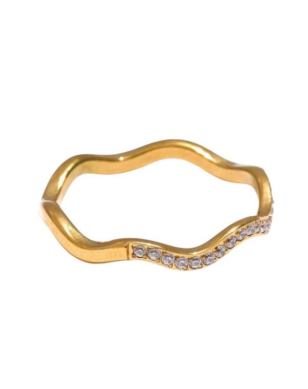 Wavy Diamond Ring gold