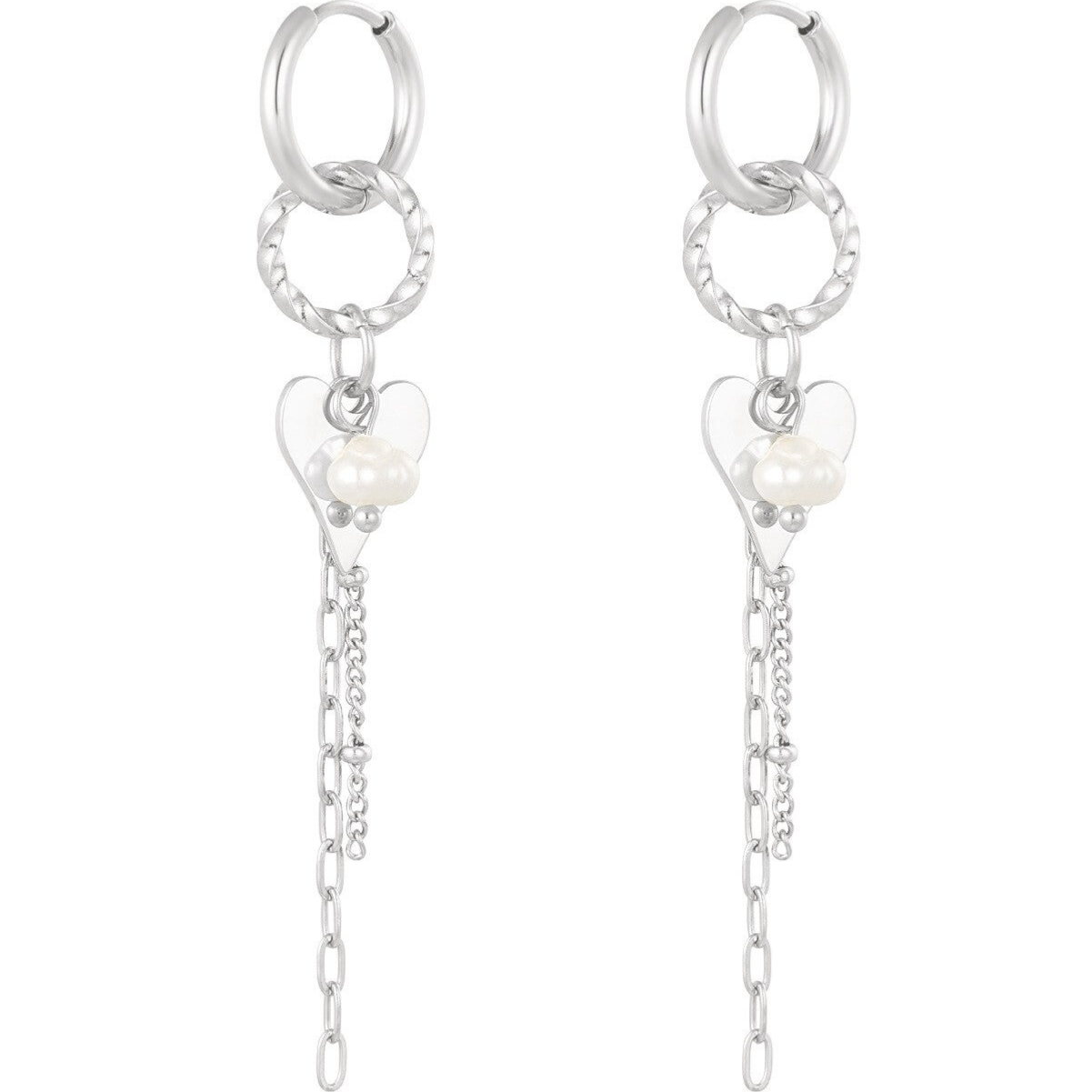 Chain/ heart party earrings silver