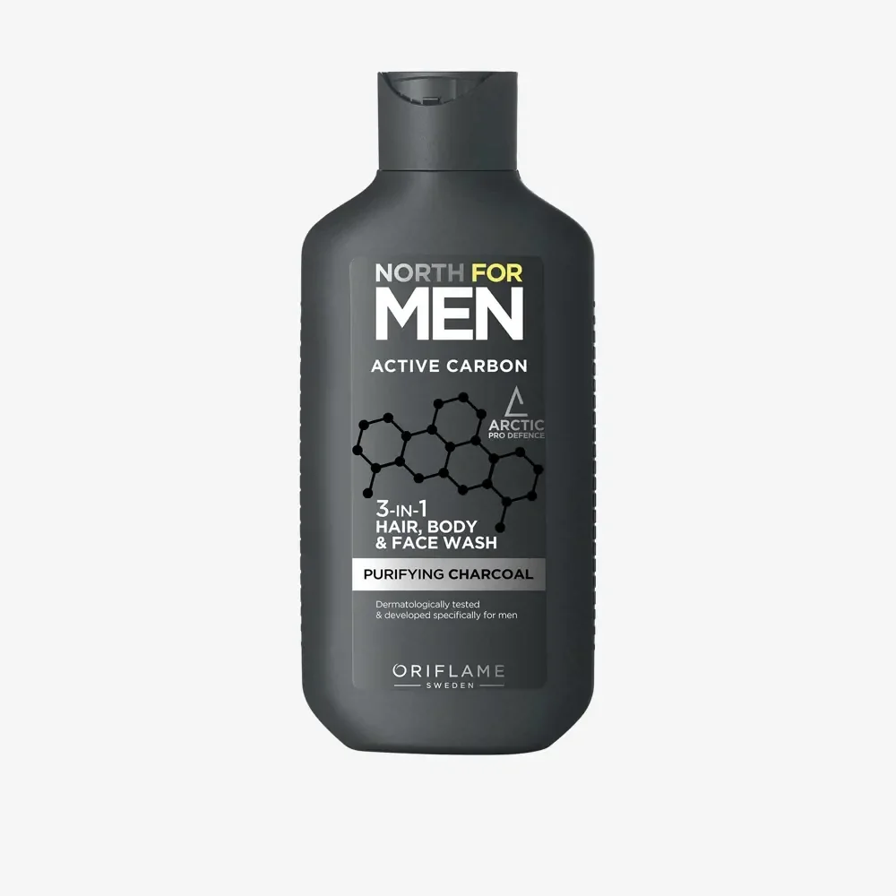 North for Men Active Carbon 3-in-1 Hair, Body & Face Wash 44575