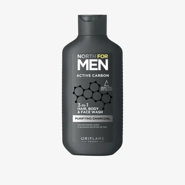 North for Men Active Carbon 3-in-1 Hair, Body & Face Wash 44575