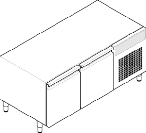 BASE REFRIGERATA GN1/1 - 2 PORTE CON GAS R290 T70 DIM. CM 140X65X62H