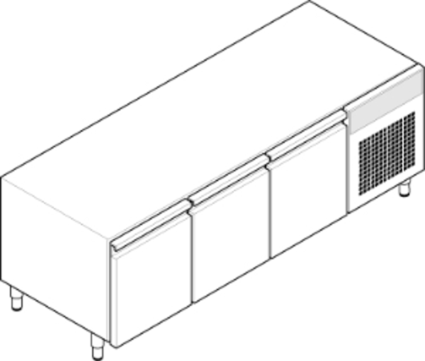 BASE REFRIGERATA GN1/1 - 3 PORTE CON GAS R290 T70 DIM. CM 175X65X62H