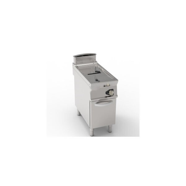 FRIGGITRICE GAS VASCA SINGOLA 17LT CON SCAMBIATORI IN VASCA FREESTANDING SU VANO CHIUSO - CESTELLI, COPERCHI E VASCA RECUPERO OLIO INCLUSI