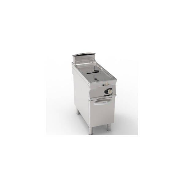 FRIGGITRICE GAS VASCA SINGOLA 17LT CON SCAMBIATORI IN VASCA FREESTANDING SU VANO CHIUSO - CESTELLI, COPERCHI E VASCA RECUPERO OLIO INCLUSI