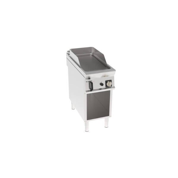 FRY-TOP GAS PIASTRA RIGATA FREESTANDING SU VANO APERTO