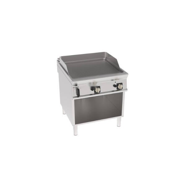 FRY-TOP GAS PIASTRA RIGATA FREESTANDING SU VANO APERTO