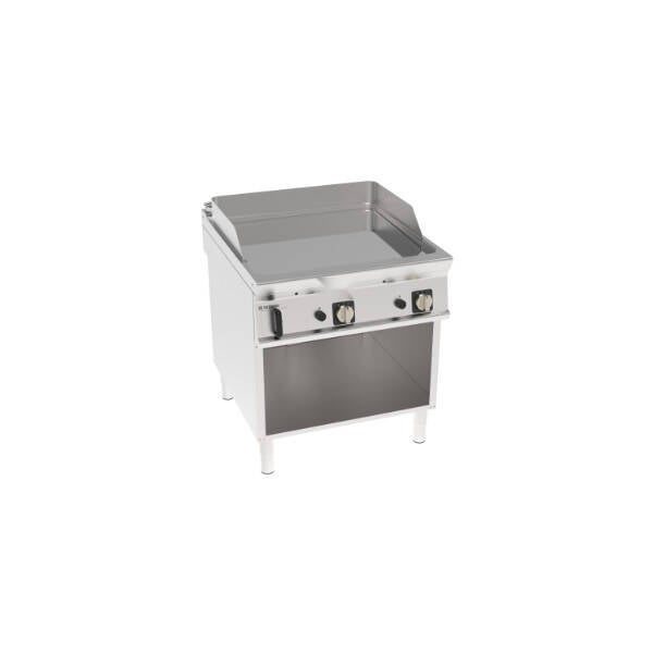 FRY-TOP GAS PIASTRA LISCIA CROMATA FREESTANDING SU VANO APERTO