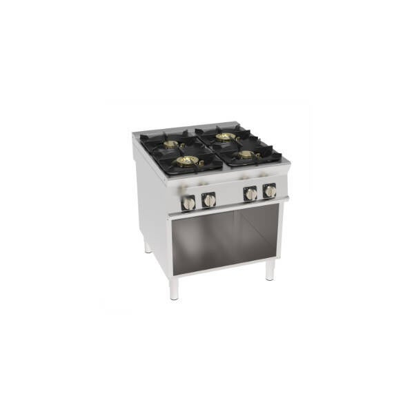 PIANO COTTURA GAS ERMETICO 4 FUOCHI HIGH POWER CON GRIGLIE IN GHISA FREESTANDING SU VANO APERTO