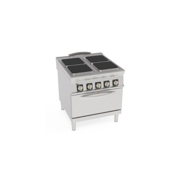 CUCINA ELETTRICA 4 PIASTRE ERMETICHE QUADRE (30X30CM - 11.8X11.8IN) CON FORNO ELETTRICO CONVEZIONE GN1/1 CON 1 GRIGLIA