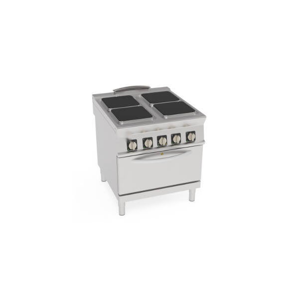 CUCINA ELETTRICA 4 PIASTRE ERMETICHE QUADRE (30X30CM - 11.8X11.8IN) CON FORNO ELETTRICO CONVEZIONE GN1/1 CON 1 GRIGLIA