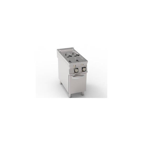 FRIGGITRICE ELETTRICA VASCA DOPPIA 8+8LT CON RESISTENZE ROTANTI IN VASCA FREESTANDING SU VANO CHIUSO - CESTELLI, COPERCHI E VASCA RECUPERO OLIO INCLUSI