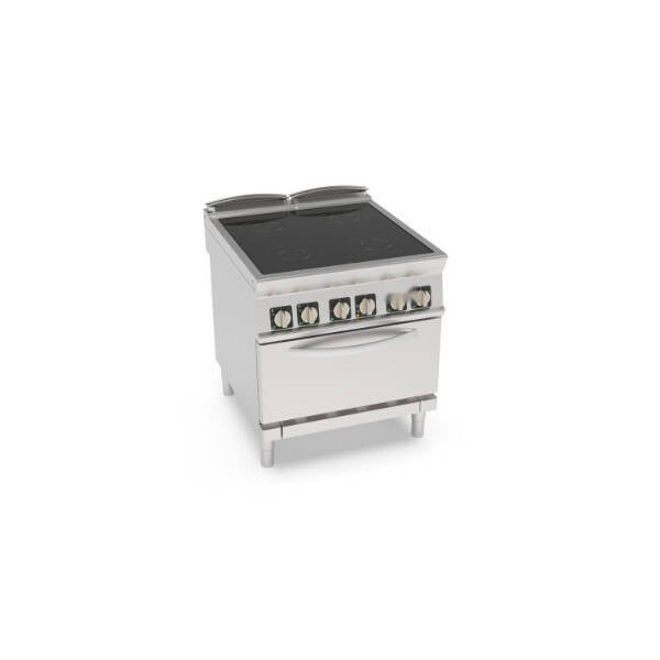 2-IN-1 CUCINA CON PIANO COTTURA INDUZIONE DA 80 CM CON 4 ZONE INDIPENDENTI DI COTTURA SU FORNO ELETTRICO STATICO GN 2/1 CON 1 GRIGLIA