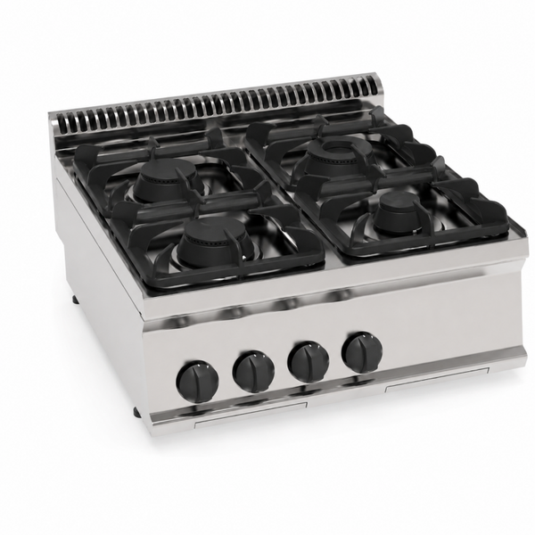 Piano cottura gas 4 fuochi con griglie in ghisa top
