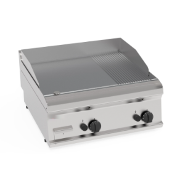 FRY-TOP GAS PIASTRA 1/3 RIGATA CROMATA SPAZZOLATA TOP