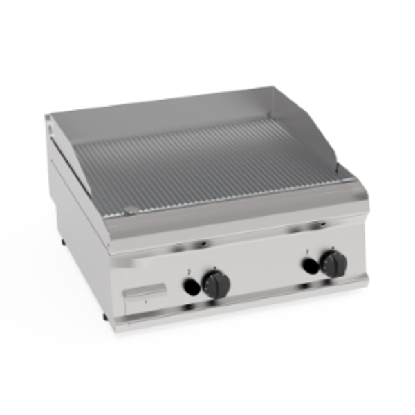 FRY-TOP GAS PIASTRA RIGATA CROMATA SPAZZOLATA TOP